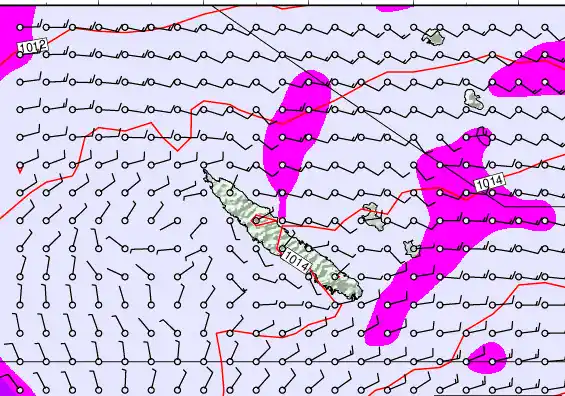 New Caledonia forecast chart for Saturday, May 23rd, 2026 at 6:00 AM