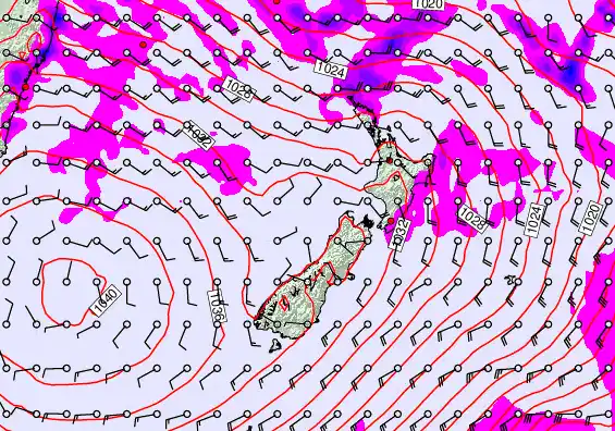 New Zealand forecast chart for Wednesday, May 13th, 2026 at 12:00 PM