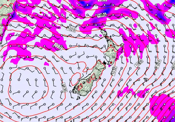 New Zealand forecast chart for Wednesday, May 13th, 2026 at 6:00 PM