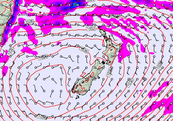 New Zealand forecast chart for Thursday, May 14th, 2026 at 6:00 PM
