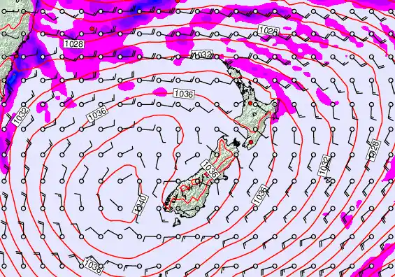 New Zealand forecast chart for Friday, May 15th, 2026 at 12:00 AM