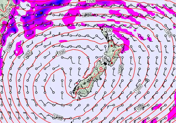 New Zealand forecast chart for Friday, May 15th, 2026 at 6:00 AM