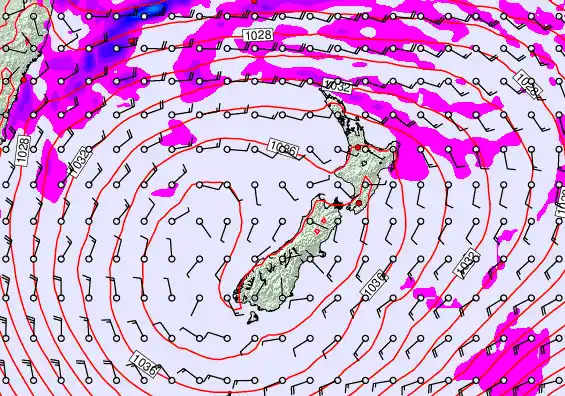 New Zealand forecast chart for Friday, May 15th, 2026 at 12:00 PM
