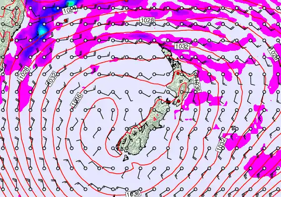 New Zealand forecast chart for Friday, May 15th, 2026 at 6:00 PM