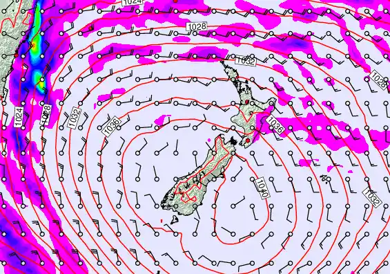 New Zealand forecast chart for Sunday, May 17th, 2026 at 12:00 AM