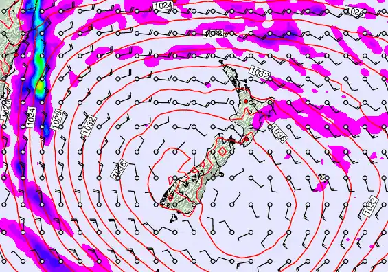 New Zealand forecast chart for Sunday, May 17th, 2026 at 6:00 AM