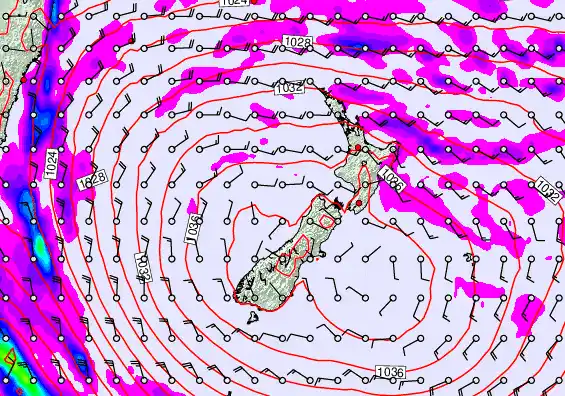 New Zealand forecast chart for Sunday, May 17th, 2026 at 6:00 PM