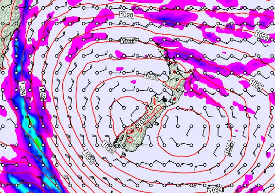New Zealand forecast chart for Monday, May 18th, 2026 at 12:00 AM