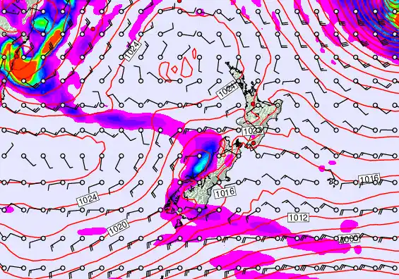 New Zealand forecast chart for Thursday, May 21st, 2026 at 12:00 PM