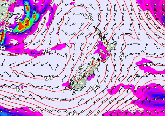 New Zealand forecast chart for Friday, May 22nd, 2026 at 12:00 AM