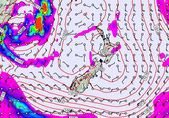New Zealand forecast chart for Friday, May 22nd, 2026 at 12:00 PM