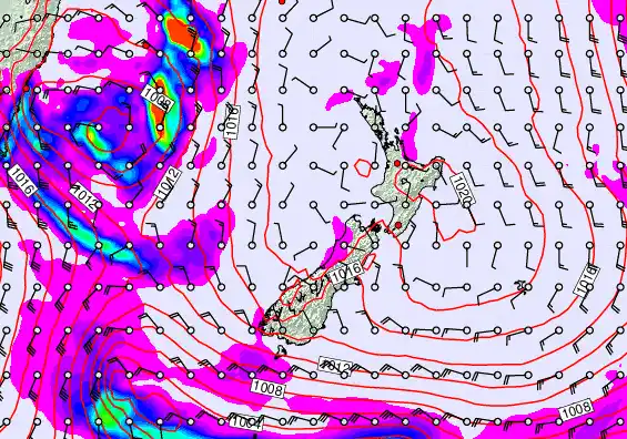New Zealand forecast chart for Friday, May 22nd, 2026 at 6:00 PM