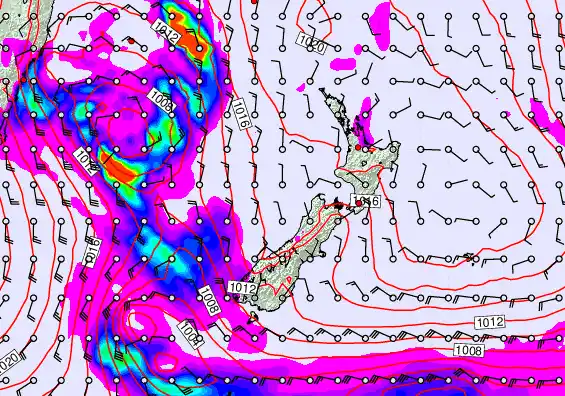 New Zealand forecast chart for Saturday, May 23rd, 2026 at 12:00 AM