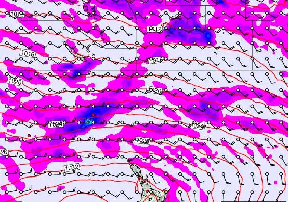 New Zealand to Fiji forecast chart for Thursday, May 14th, 2026 at 6:00 PM