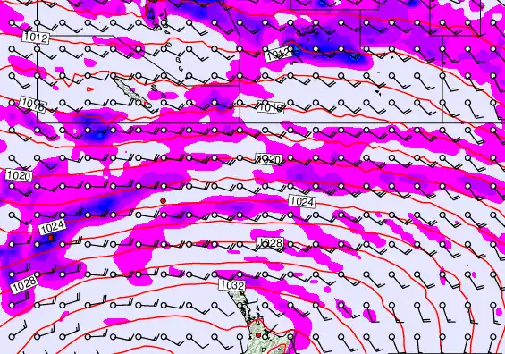 New Zealand to Fiji forecast chart for Friday, May 15th, 2026 at 6:00 AM