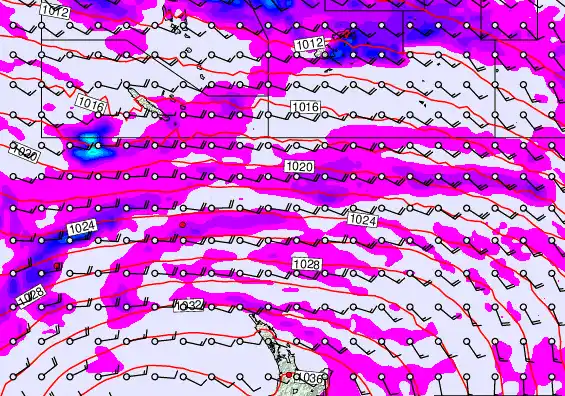 New Zealand to Fiji forecast chart for Friday, May 15th, 2026 at 12:00 PM