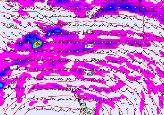 New Zealand to Fiji forecast chart for Saturday, May 16th, 2026 at 12:00 AM