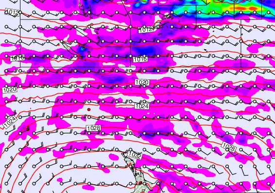 New Zealand to Fiji forecast chart for Sunday, May 17th, 2026 at 12:00 PM