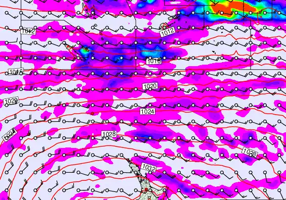 New Zealand to Fiji forecast chart for Sunday, May 17th, 2026 at 6:00 PM