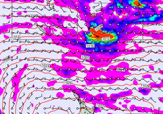 New Zealand to Fiji forecast chart for Monday, May 18th, 2026 at 6:00 PM