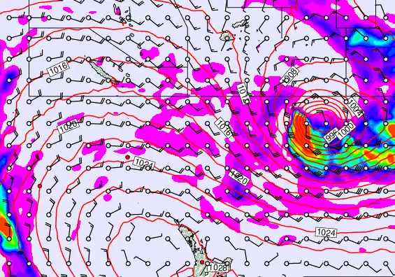 New Zealand to Fiji forecast chart for Wednesday, May 20th, 2026 at 12:00 PM