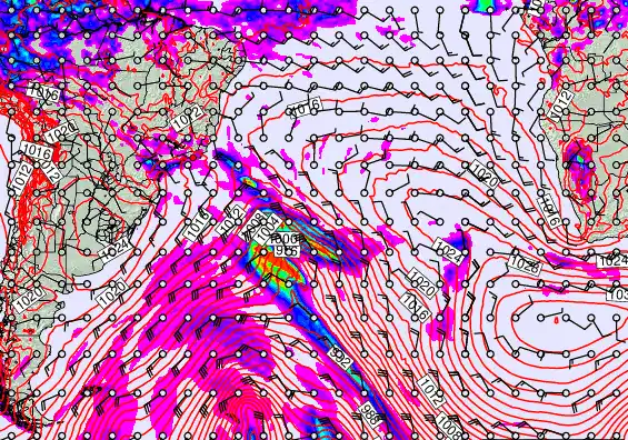 South Atlantic forecast chart for Monday, May 18th, 2026 at 6:00 PM