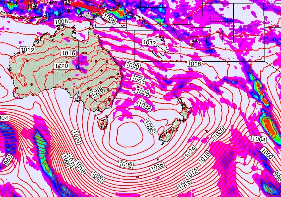 South West Pacific forecast chart for Wednesday, May 13th, 2026 at 6:00 PM