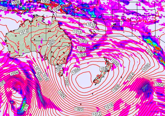 South West Pacific forecast chart for Thursday, May 14th, 2026 at 6:00 PM