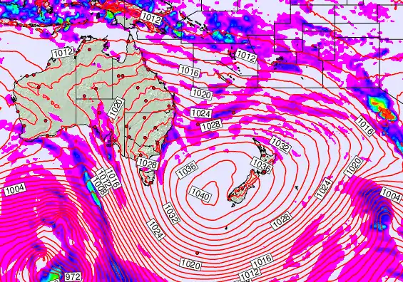 South West Pacific forecast chart for Friday, May 15th, 2026 at 12:00 AM