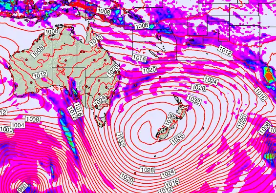 South West Pacific forecast chart for Friday, May 15th, 2026 at 6:00 AM