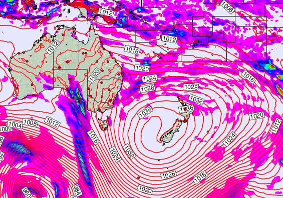 South West Pacific forecast chart for Friday, May 15th, 2026 at 12:00 PM