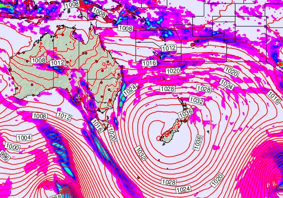 South West Pacific forecast chart for Saturday, May 16th, 2026 at 6:00 AM