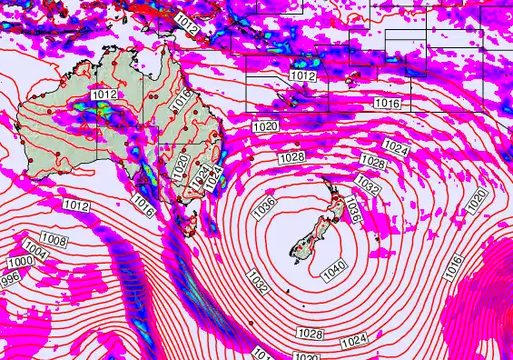 South West Pacific forecast chart for Saturday, May 16th, 2026 at 12:00 PM