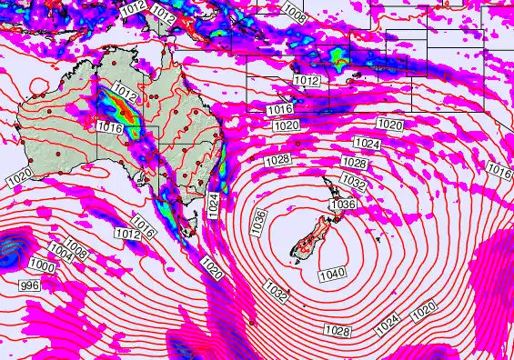 South West Pacific forecast chart for Sunday, May 17th, 2026 at 12:00 AM