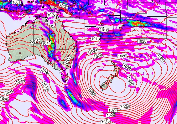 South West Pacific forecast chart for Sunday, May 17th, 2026 at 6:00 PM