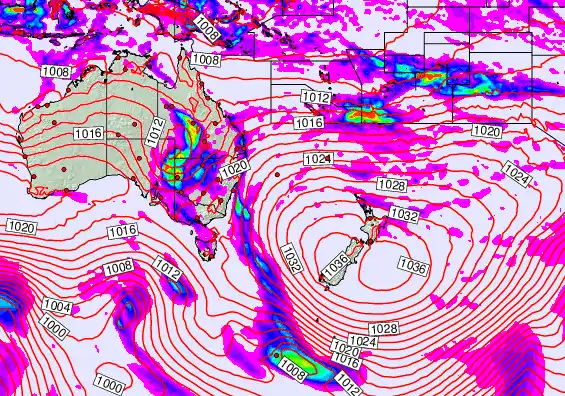 South West Pacific forecast chart for Monday, May 18th, 2026 at 6:00 AM