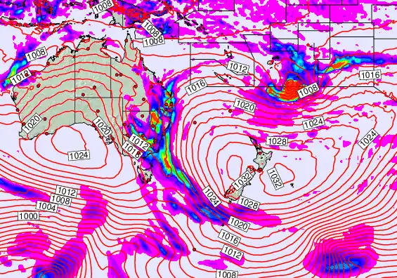 South West Pacific forecast chart for Tuesday, May 19th, 2026 at 6:00 AM
