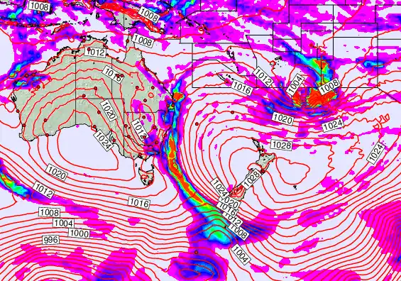 South West Pacific forecast chart for Tuesday, May 19th, 2026 at 6:00 PM