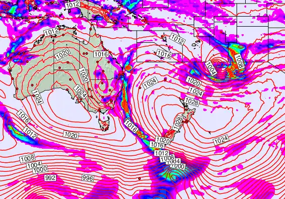 South West Pacific forecast chart for Wednesday, May 20th, 2026 at 12:00 AM