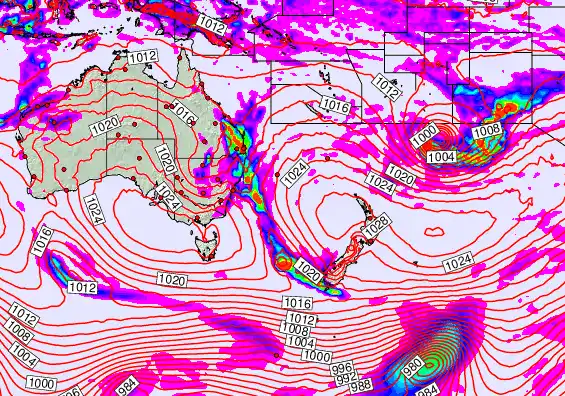 South West Pacific forecast chart for Wednesday, May 20th, 2026 at 12:00 PM