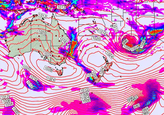 South West Pacific forecast chart for Thursday, May 21st, 2026 at 12:00 AM