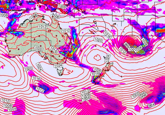 South West Pacific forecast chart for Thursday, May 21st, 2026 at 6:00 AM