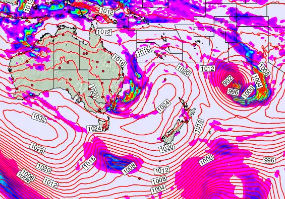 South West Pacific forecast chart for Friday, May 22nd, 2026 at 12:00 AM