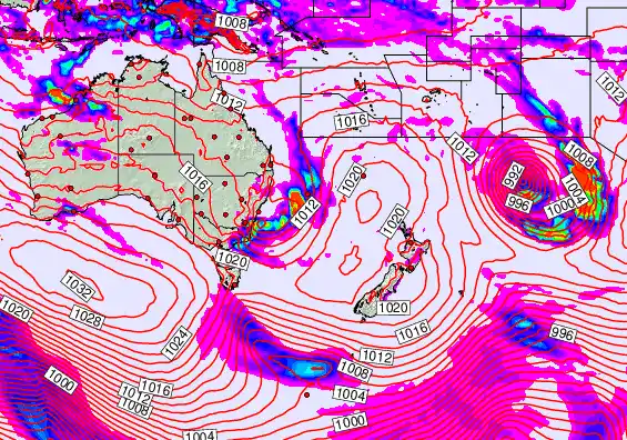 South West Pacific forecast chart for Friday, May 22nd, 2026 at 6:00 AM