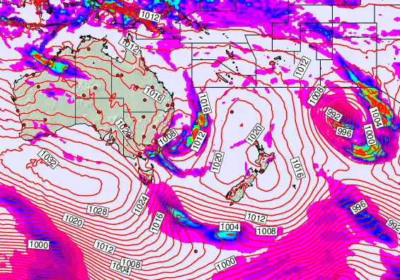South West Pacific forecast chart for Friday, May 22nd, 2026 at 12:00 PM