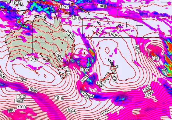 South West Pacific forecast chart for Saturday, May 23rd, 2026 at 12:00 AM