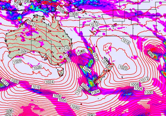 South West Pacific forecast chart for Saturday, May 23rd, 2026 at 6:00 AM