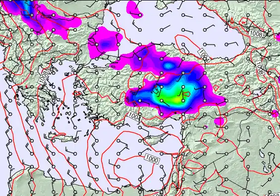 Turkey forecast chart for Monday, May 18th, 2026 at 12:00 AM