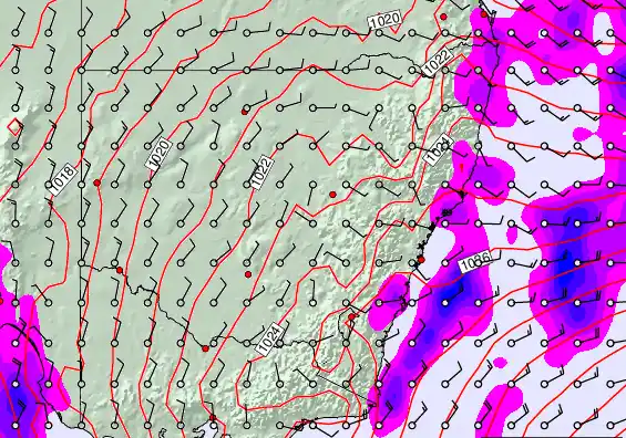 New South Wales forecast chart for Friday, May 15th, 2026 at 6:00 AM