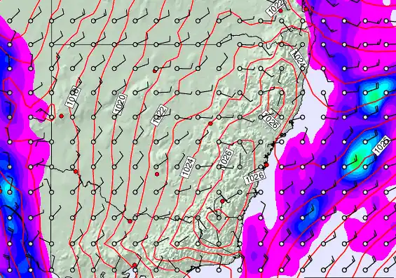 New South Wales forecast chart for Friday, May 15th, 2026 at 6:00 PM
